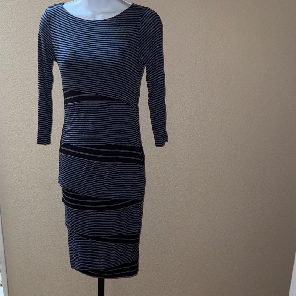 Anthropologie Bailey 44 Beryl Bandage Dress Striped Dress Blue Gray Women's Sz M